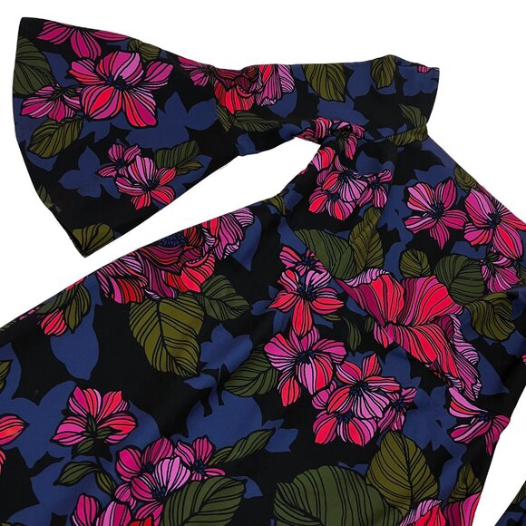 Trina Turk Dress Sz 10 Miley Bell Sleeve Colorful Pencil Floral Dress NWT Womens - Picture 2 of 5